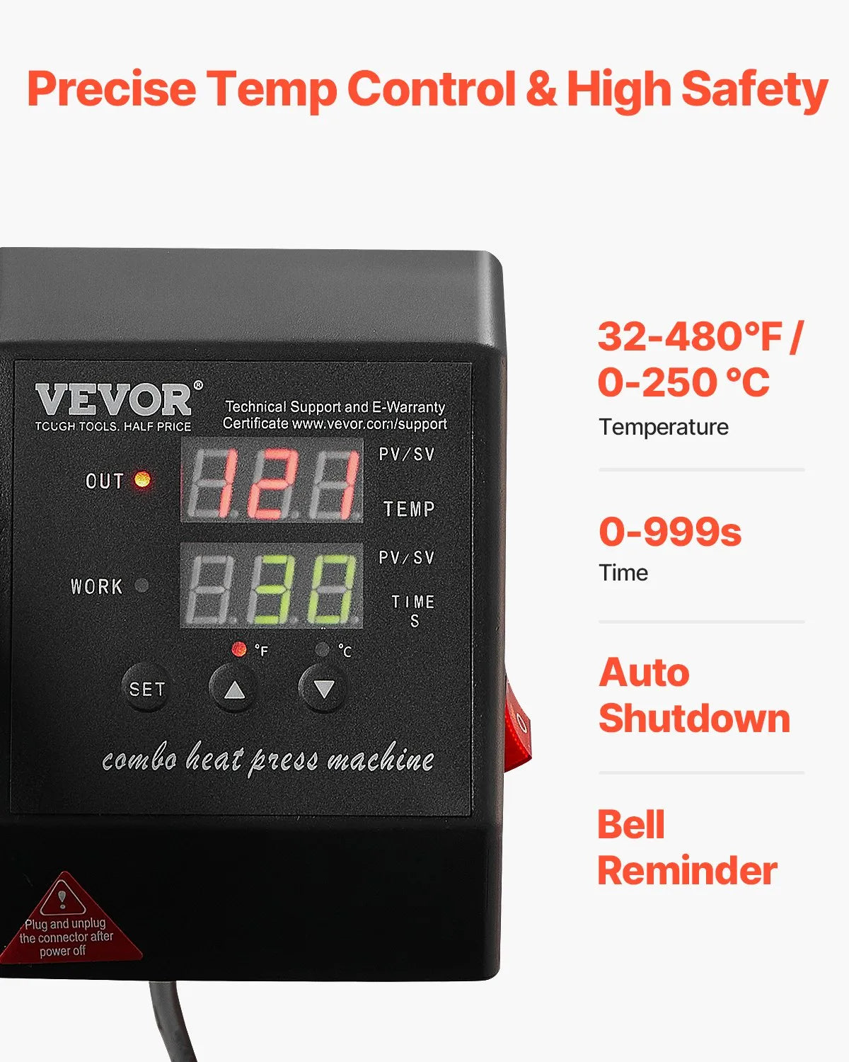 Heat Press Machine 2-In-1 15x15in Sublimation Print Transfer DIY T-shirt Cap