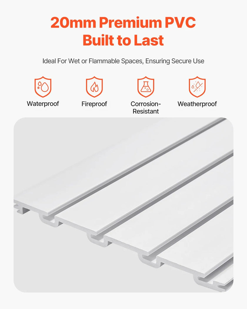 VEVOR 4 x 4 ft Slat Wall Paneling PVC White Garage Slatwall with Modular Design