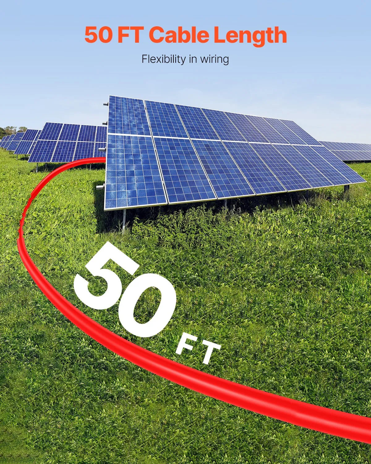 VEVOR 50FT Solar Panel Extension Wire with Female & Male Connectors 10AWG 1 Pair