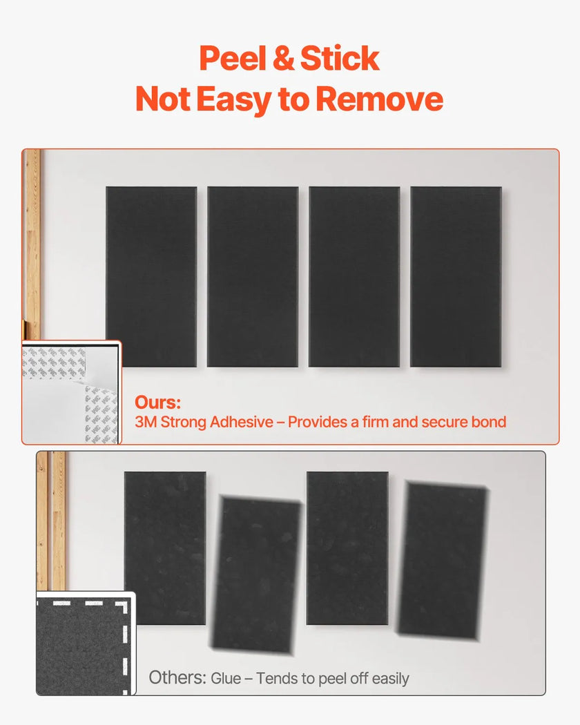 VEVOR 4 PCS Acoustic Wall Panels 2 in Thick 23.6 x 11.8 in Self-adhesive Black