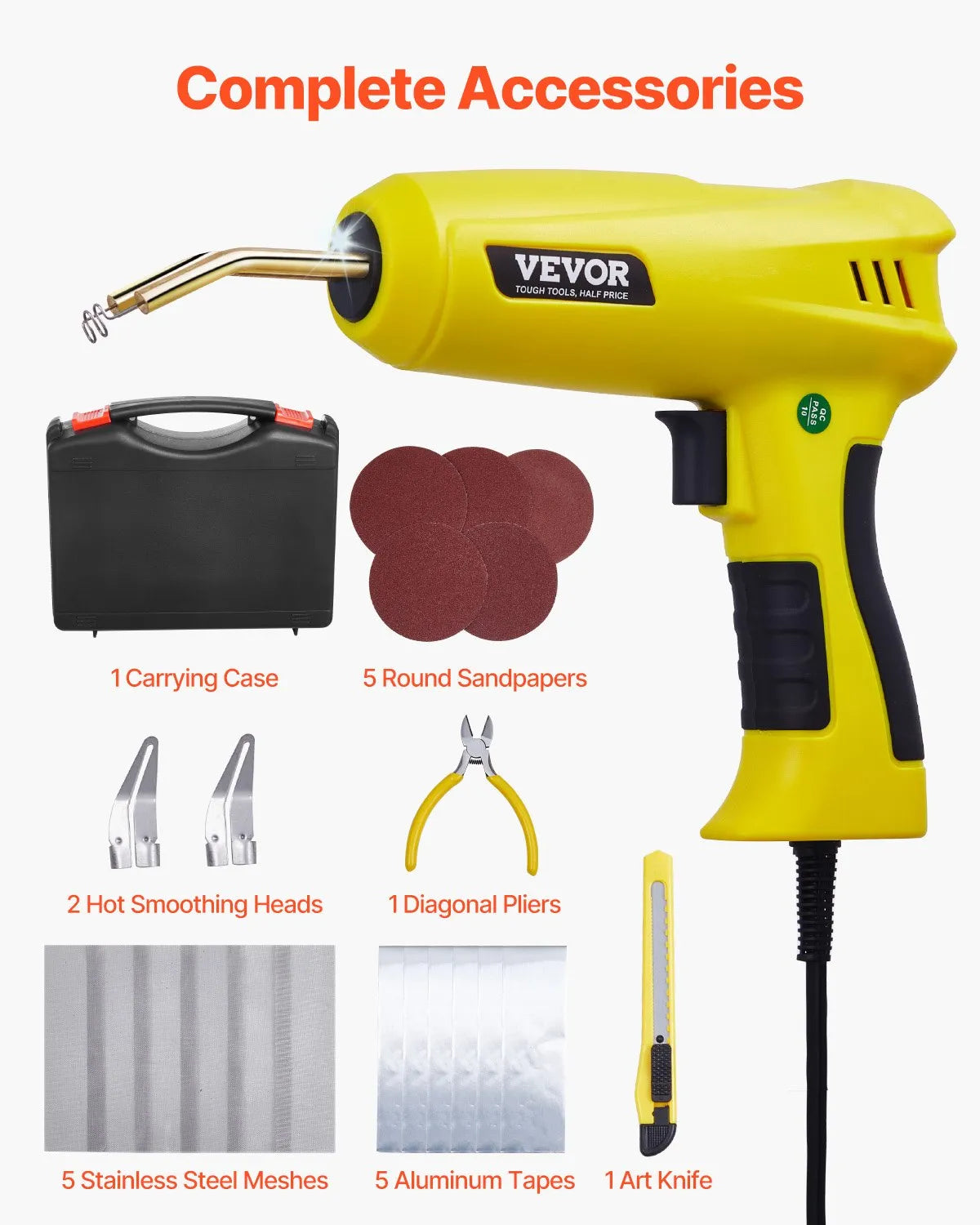 Plastic Welder 220W Plastic Welder Gun Kit with 800 Staples & 56 Rods