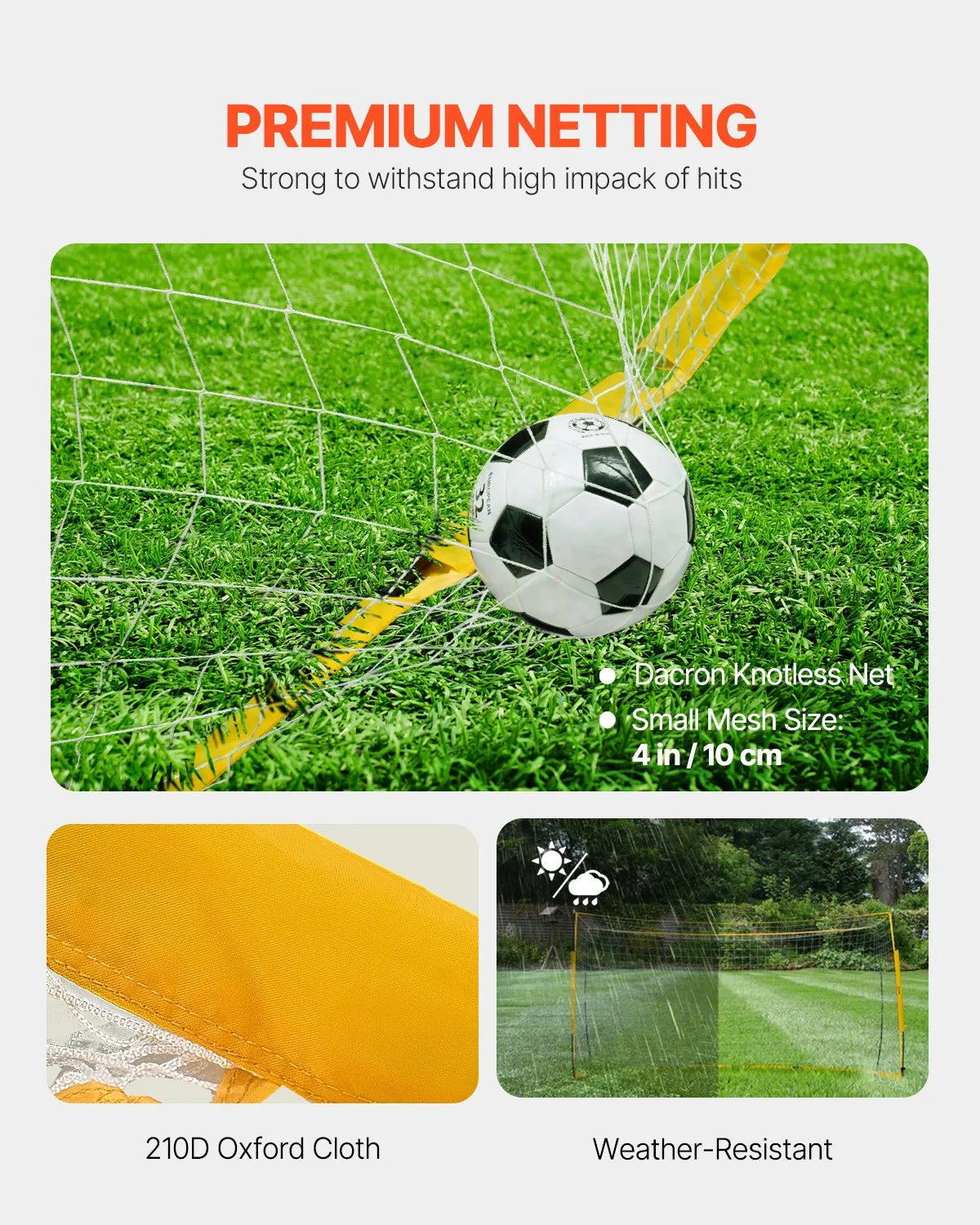 VEVOR 12x6 ft Portable Soccer Goal Kids Soccer Net Carry Bag Backyard Training