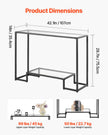 VEVOR 2-Tier Glass Console Table Rectangle Sofa Side Table with Anti-Tip Black