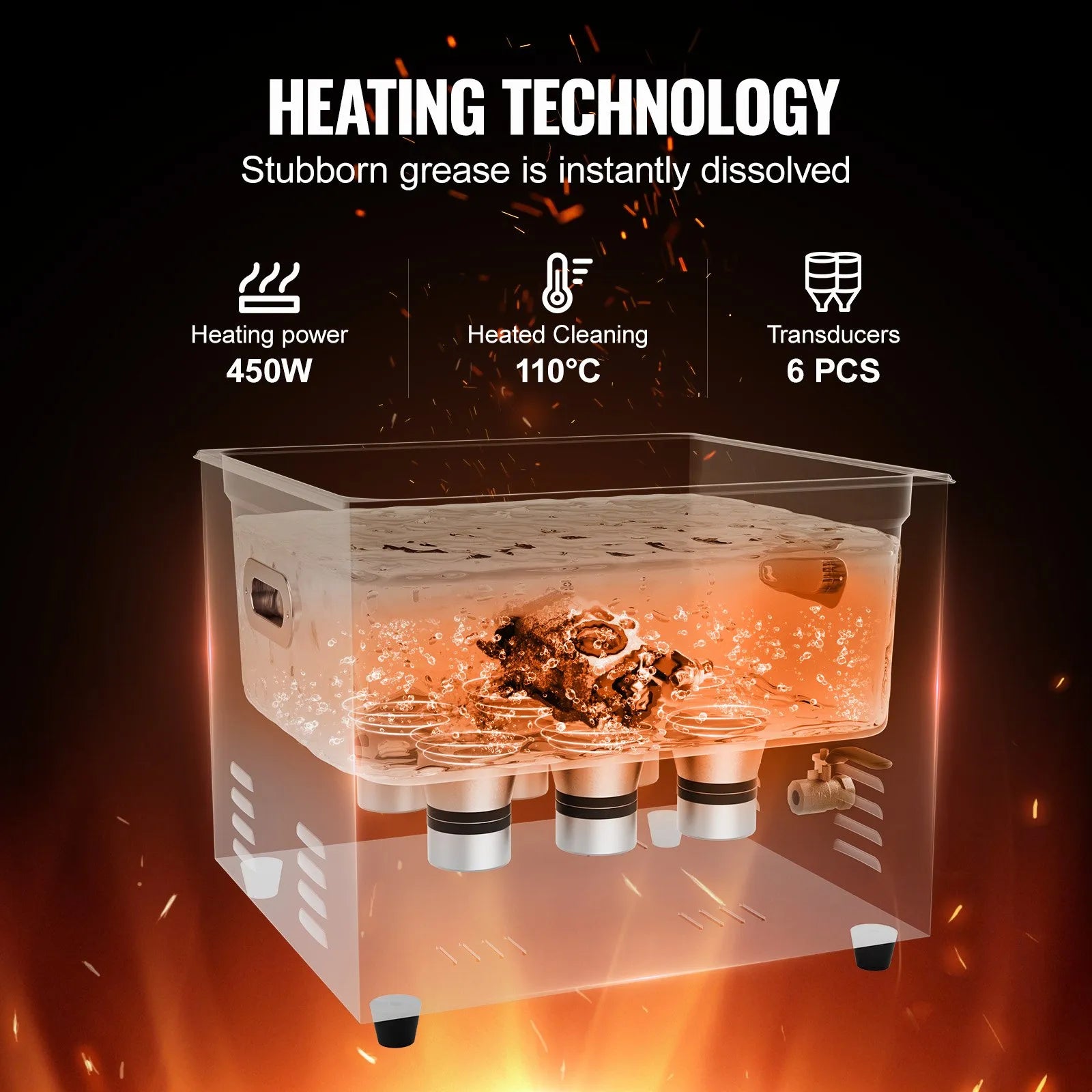 VEVOR 15L Ultrasonic Cleaner with Digital Timer&Heater Professional Ultrasonic Cleaner 40kHz Advanced Ultrasonic Cleaner 110V for Wrench Screwdriver Repairing Tools Industrial Parts Mental Cleaning