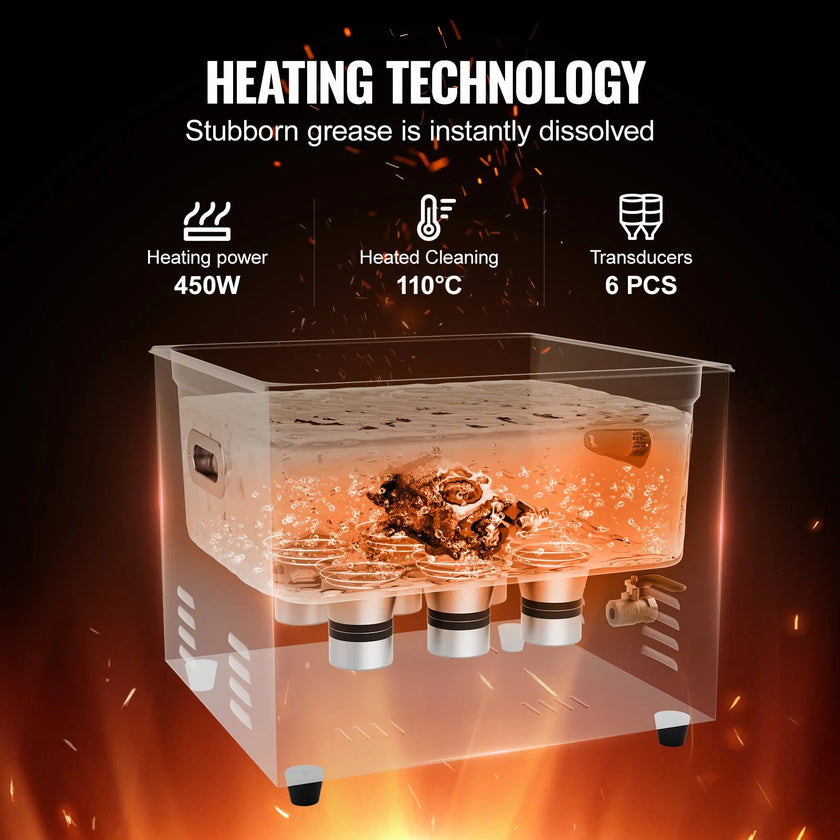 VEVOR 15L Ultrasonic Cleaner with Digital Timer&Heater Professional Ultrasonic Cleaner 40kHz Advanced Ultrasonic Cleaner 110V for Wrench Screwdriver Repairing Tools Industrial Parts Mental Cleaning