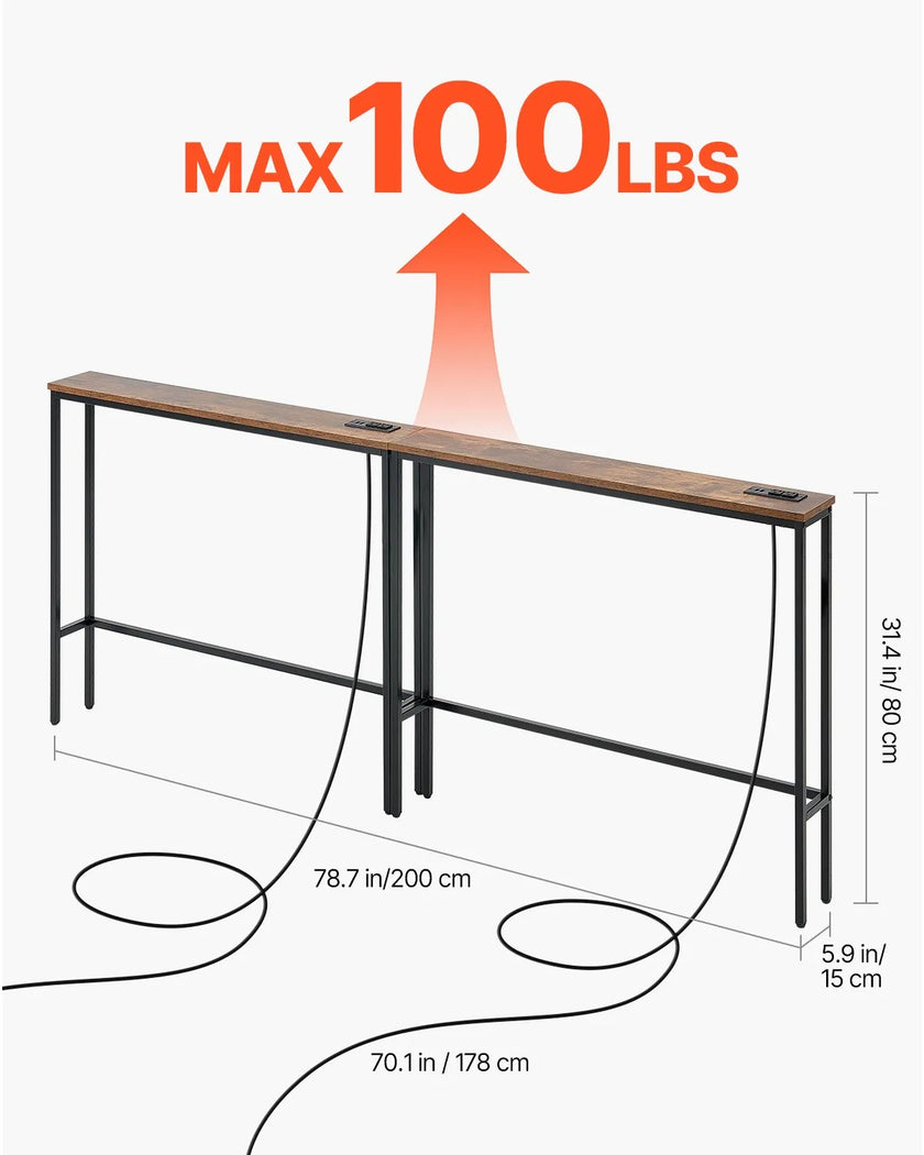 VEVOR Narrow Console Sofa Table Couch Table 2 Pieces for Entryway & Living Room