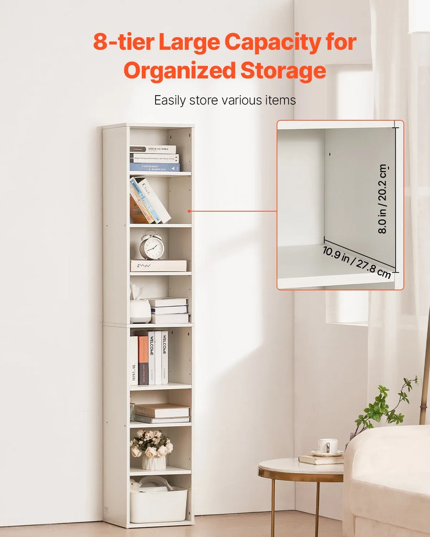 VEVOR 8 Tiers Narrow Bookshelf 71