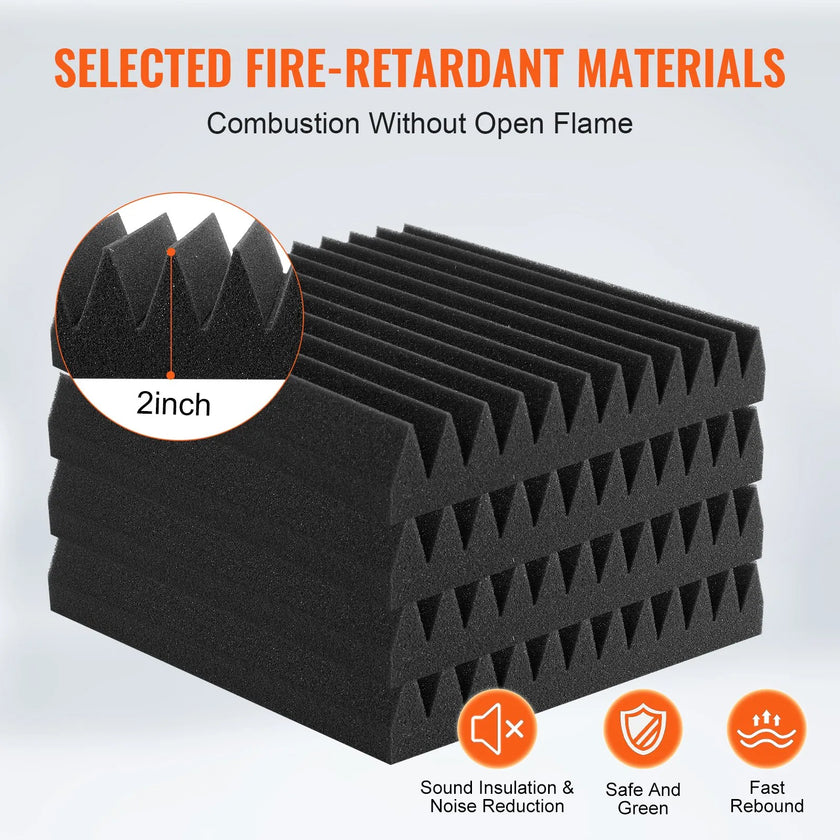 VEVOR Acoustic Foam Panels 50 Pack 12 x 12 x 2 in for Studio Wall and Ceiling