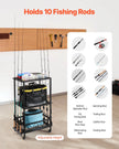 VEVOR 10 Pole Fishing Rod Holder Fishing Rack Cart Organizer for Garage Wheels