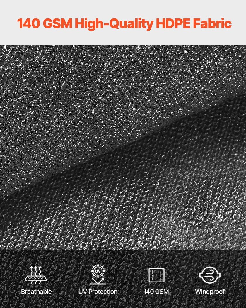 VEVOR 90% Sun Shade Cloth Privacy Screen 10 x 10 ft for Patio Garden (Black)