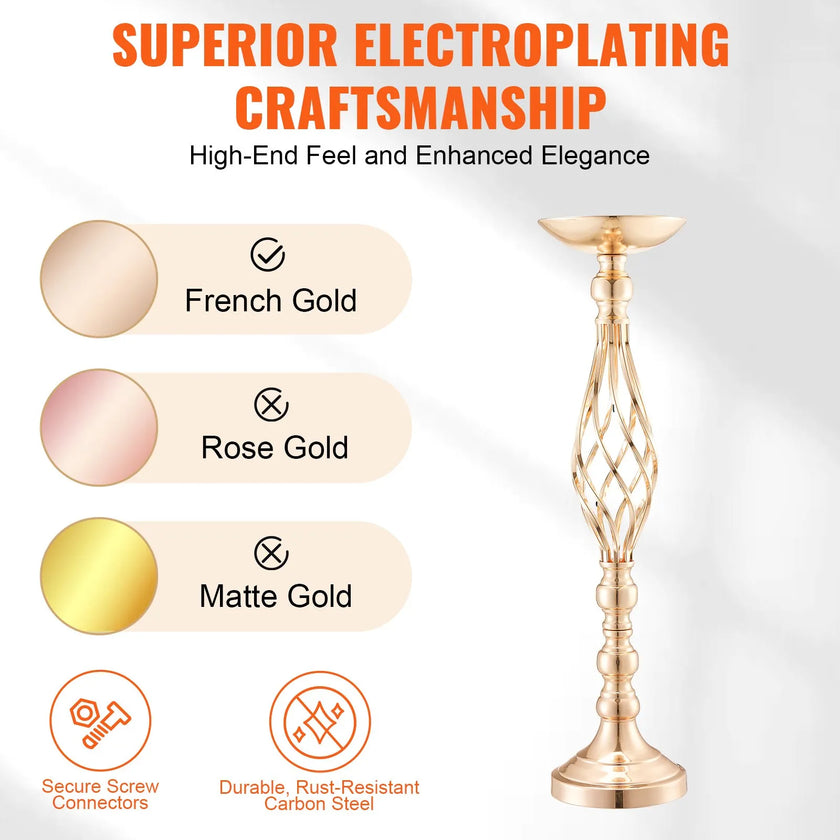 VEVOR 20PCS 58cm/22.83” Wedding Flower Vase Metal Gold Floral Stand for Table