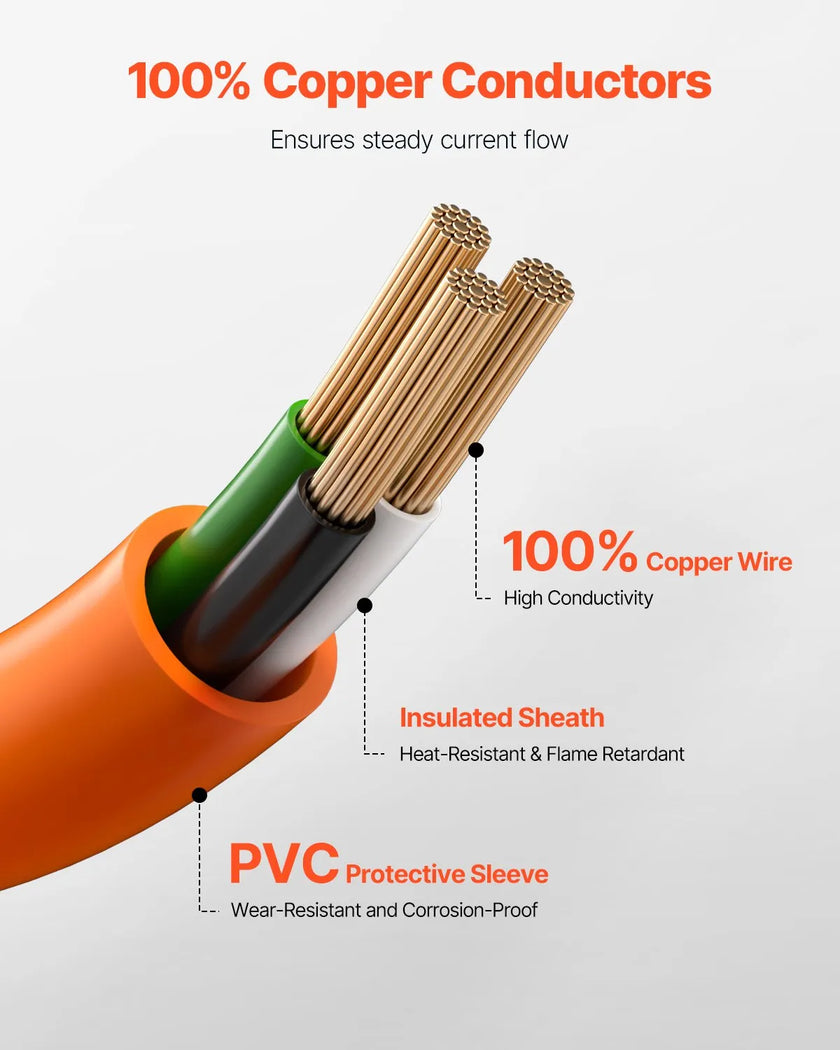 VEVOR 10 ft Dryer Extension Cord 3-Prong NEMA 10-30P to 10-30R Dryer Cord 30A