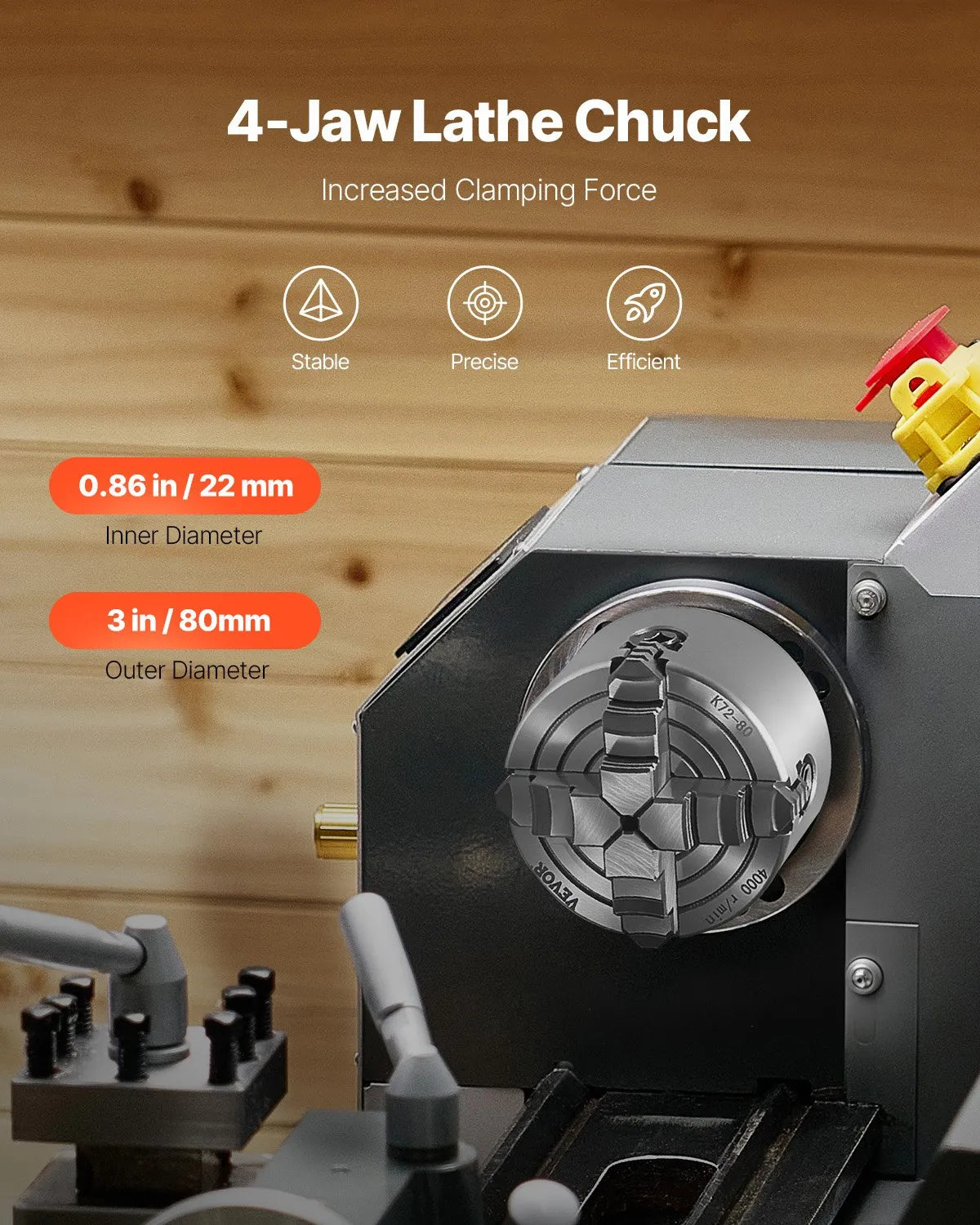 VEVOR 3 Inch 4-Jaw Self-Centering Lathe Chuck for Lathe Drilling Milling Machine