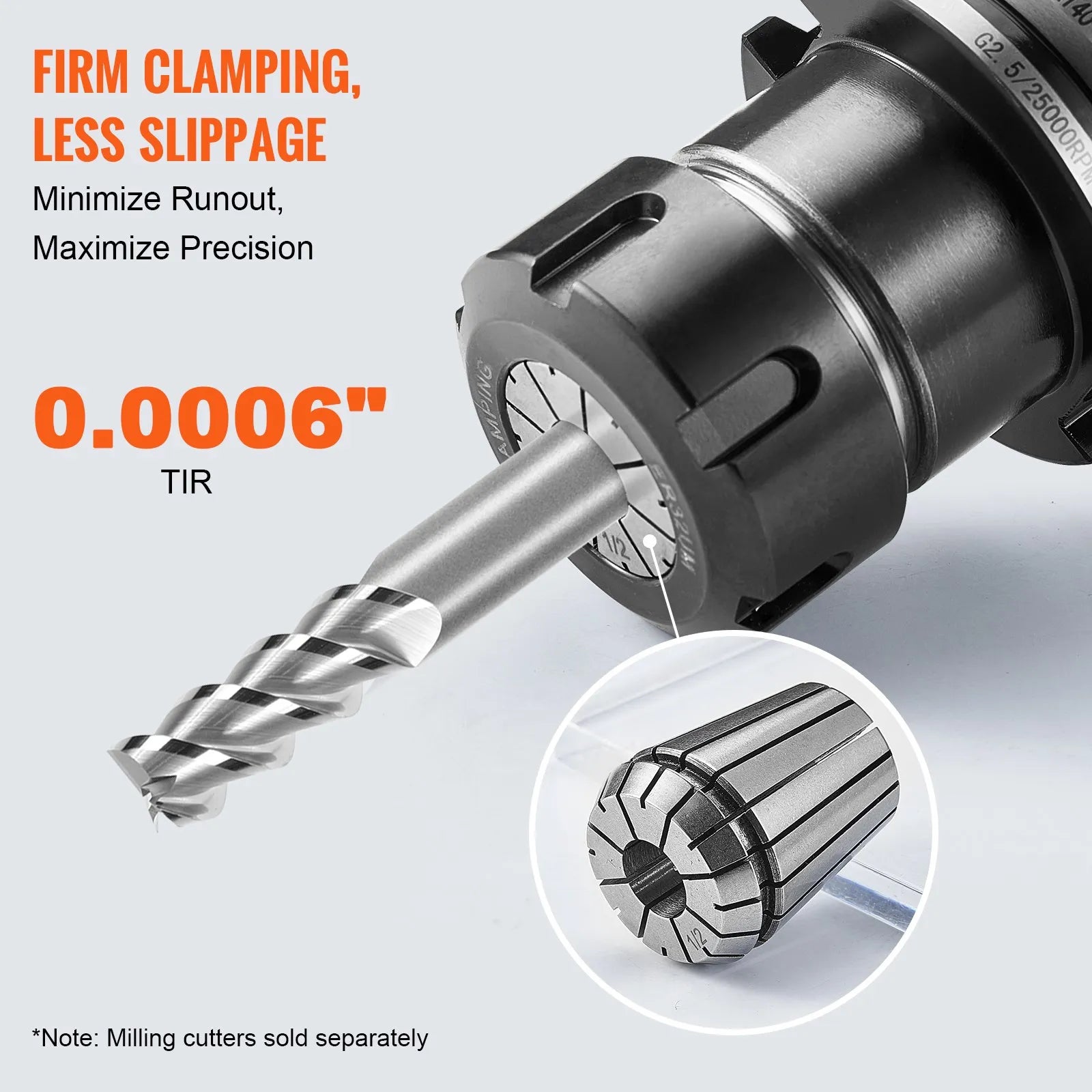 VEVOR 25 pcs ER32 Collet Set, 1/16''-13/16'', ER32 Spring Collet Chuck Set, 0.0006