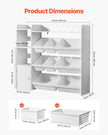 VEVOR 4-Tier Kids Toy Storage and Bookshelf with 8 Flexible Plastic Bins White