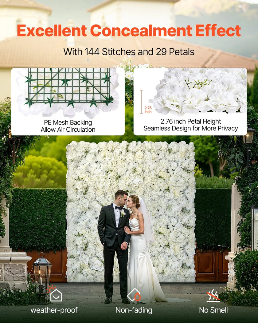 VEVOR 3D Flower Wall Panel 24 PCS 15 x 15 inch Artificial Floral Background for Wedding