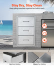 VEVOR 17W x 30H x 21D Inch Outdoor Kitchen Stainless Steel Double Access Drawers with Paper Towel Holder Combo for BBQ Island or Grill Station