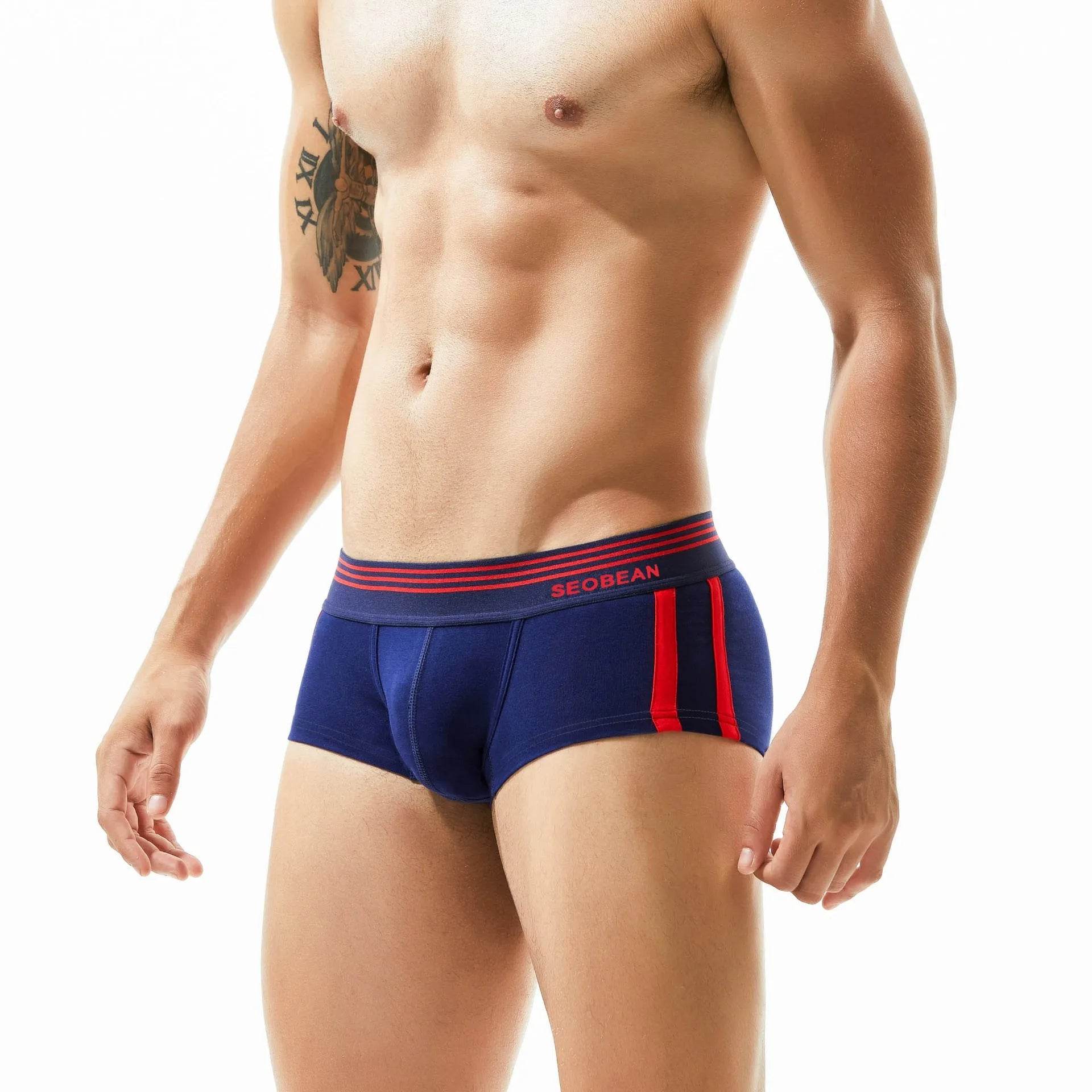 Men's Underwear Low Waist Cotton Seamless Boxer Briefs