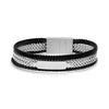 Men's Steel Biker Bracelet. Black Leather Braided Chain Multi-Layer Magnetic Clasp
