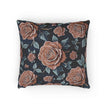 Vintage Rose Woven Pillow | Floral Needlepoint Style, Navy Background