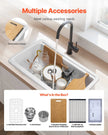 VEVOR 33in Farmhouse Sink Topmount Undermount Kitchen Single Bowl Basin Fireclay