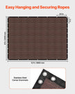 VEVOR 90% Sun Shade Cloth Privacy Screen 8 x 12 ft for Patio Garden (Brown)