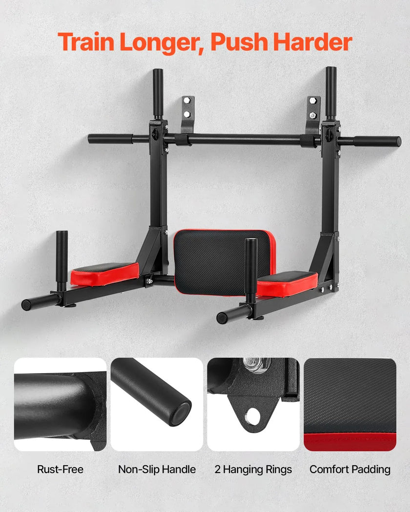 VEVOR Multifunctional Pull Up Bar Wall Mounted Chin Up Bar Dip Station Home Gym