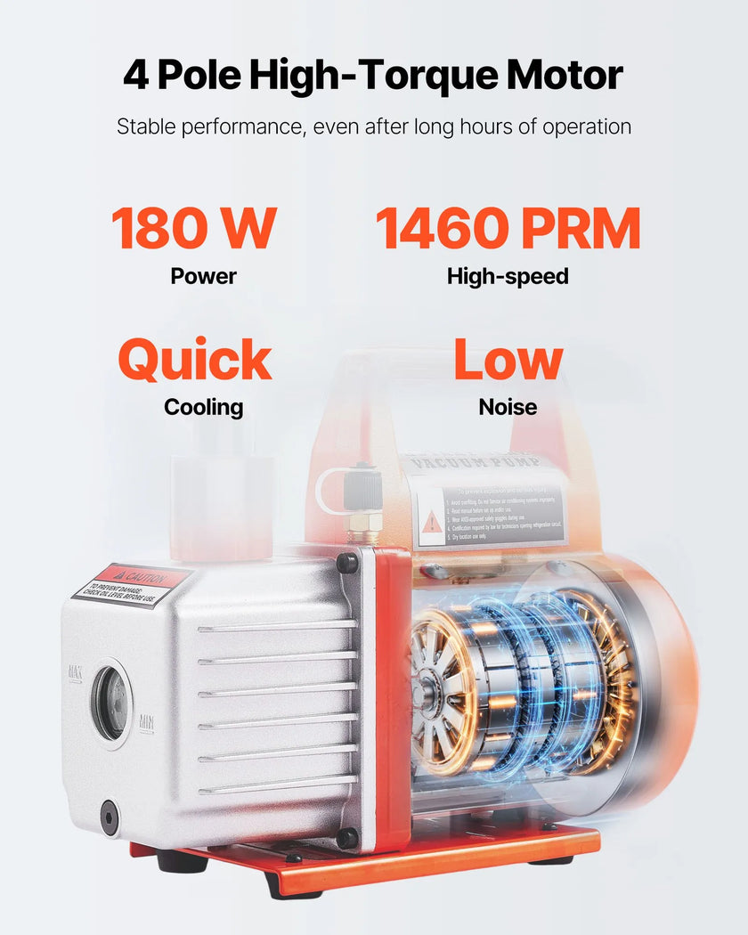 VEVOR 3.5CFM Single Stage Vacuum Pump 3 Gallon Stainless Steel Degassing Chamber