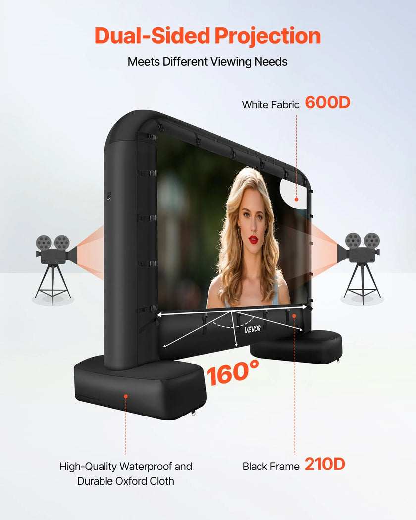 VEVOR 14 ft Inflatable Movie Screen 16:9 600D Movie Projection with Portable Bag