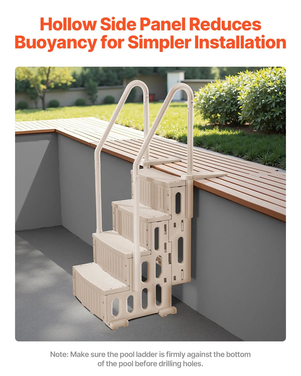 VEVOR 4-Step Taupe Pool Ladder of 2 Handrails Supports 400 lb for 48-54 In Pools