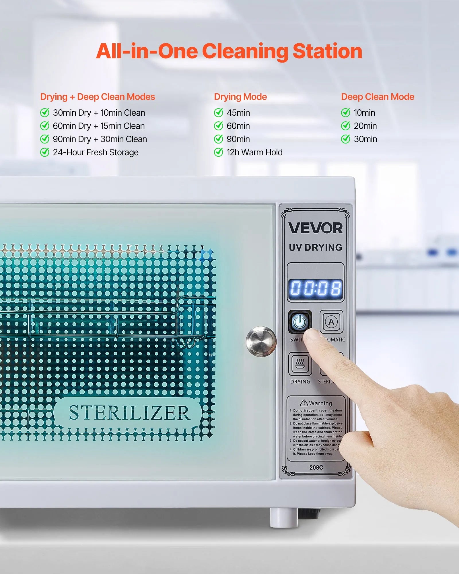 VEVOR Nail Tool Cleaning Machine 12L Large Capacity Tool Cleaner Various Modes