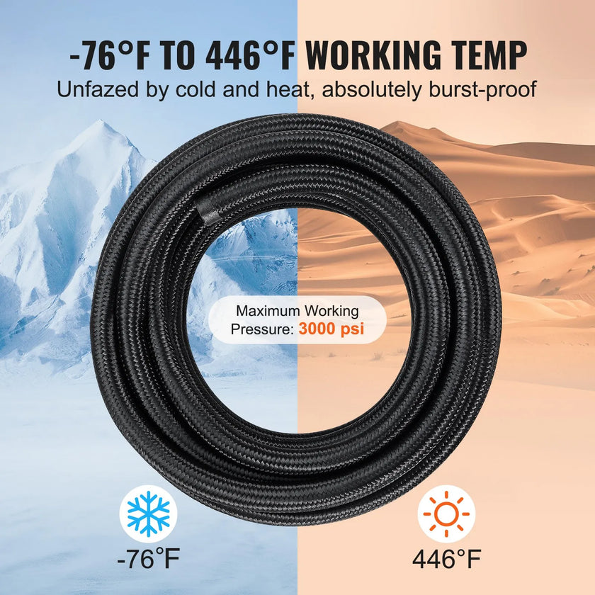 VEVOR 6AN Fuel Line Kit, 25 FT Fuel Hose Kit, 5/16