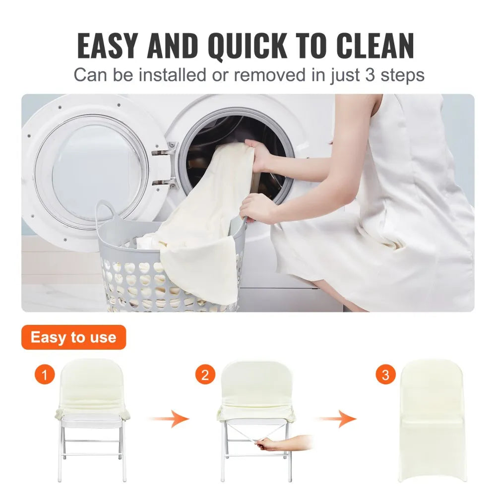 VEVOR 30PCS White Stretch Spandex Folding Chair Covers for Wedding Party Dining