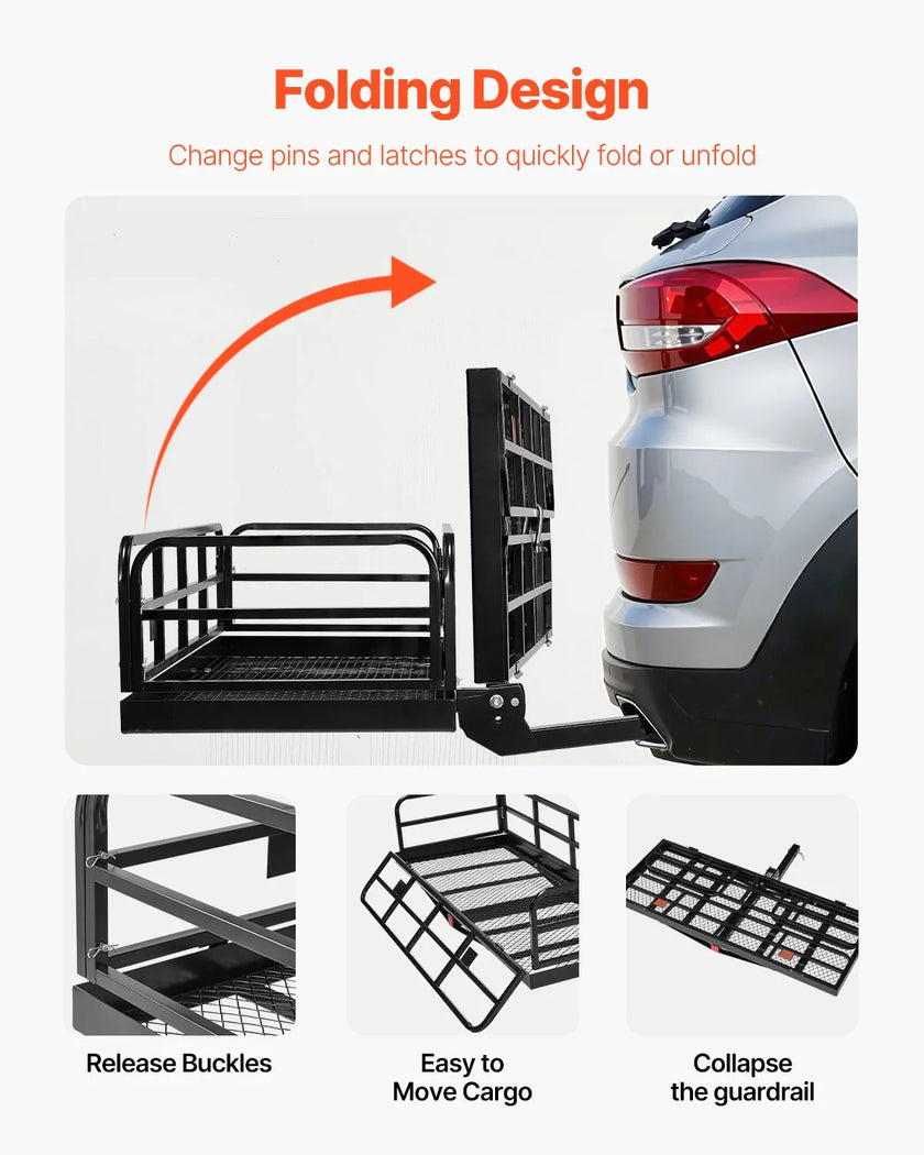 VEVOR 500 lbs Hitch Cargo Carrier Folding Hitch Cargo Carrier for 2