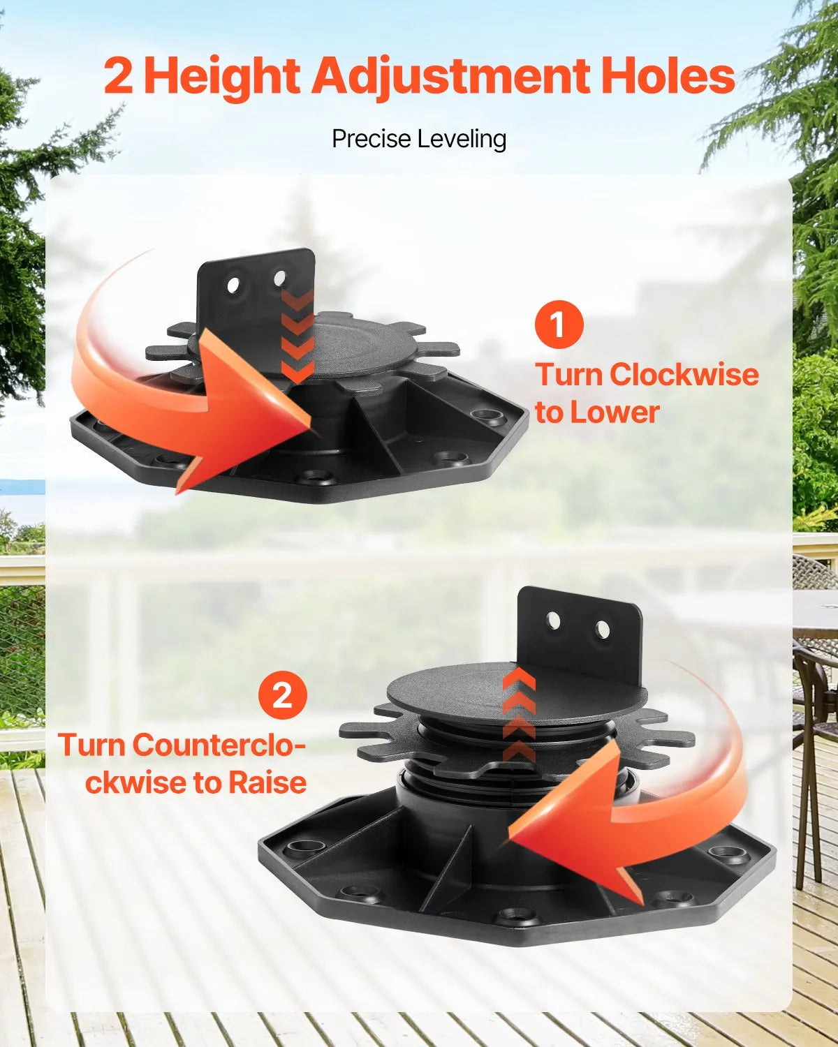 VEVOR 12 Pcs Adjustable Deck Support Pedestal Deck Foundation Base 1.18-2.36 in