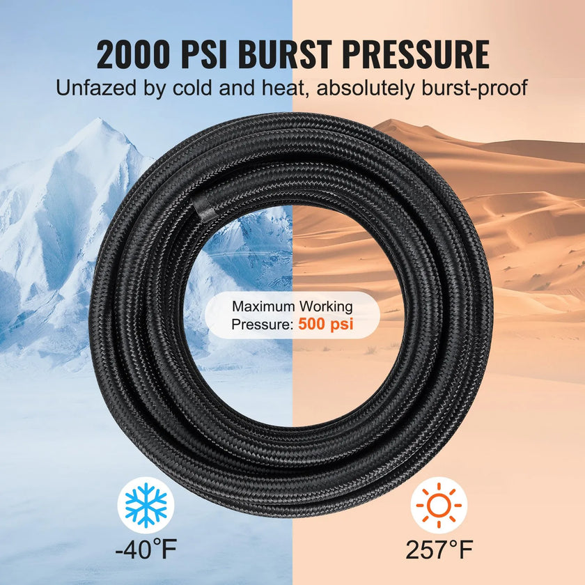 VEVOR 8AN Fuel Line Kit, 20 FT Fuel Hose Kit, 0.43