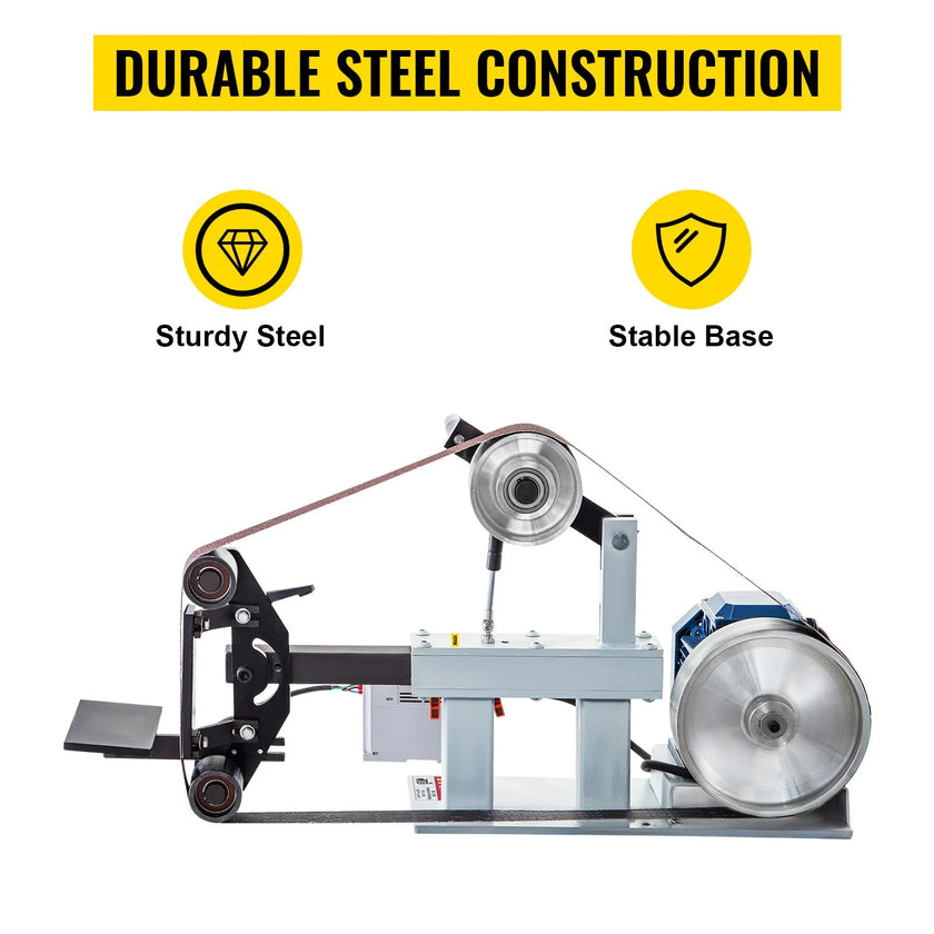 VEVOR 2Hp Belt Grinder 2 x 82inch Variable Speed Belt Sander with 3 Grinding Wheel Bench Sander 12inch Wheel and Flat Platen Tool Rest for Knife Making