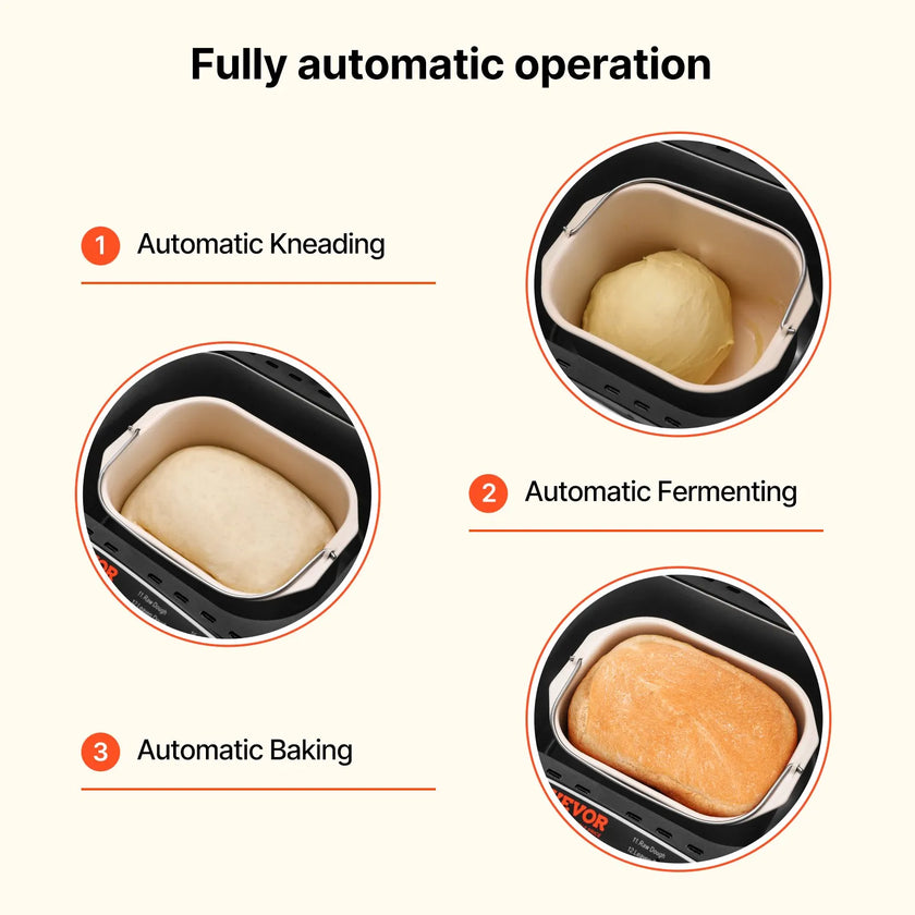 VEVOR 2LB 19-in-1 Bread Maker Automatic Compact Dough Machine Nonstick Inner Pot