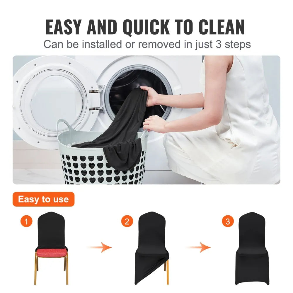 VEVOR 30PCS Black Stretch Spandex Folding Chair Covers for Wedding Party Dining