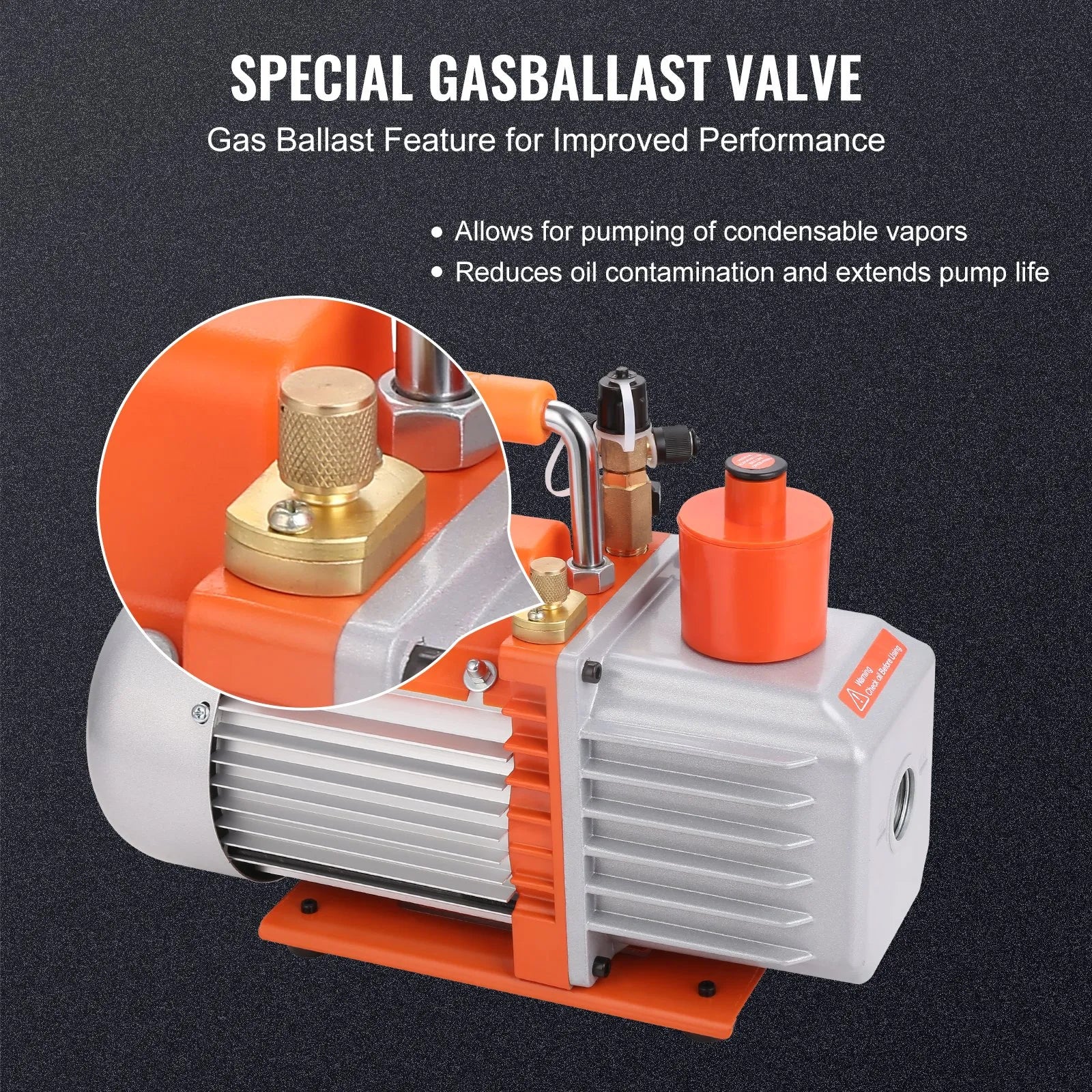 VEVOR 1/2 HP 2 Stage Rotary Vane Vacuum Pump, 7 CFM, 120V Air Conditioning Vacuum Pump, 1/4