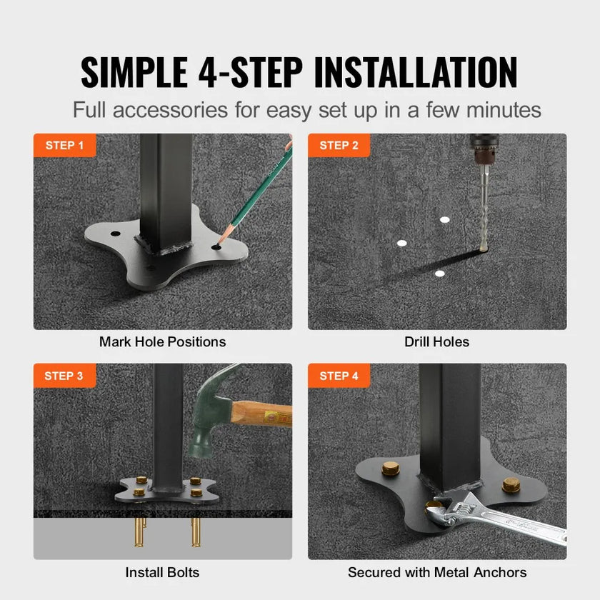 VEVOR Outdoor Handrail 165LBS Load Handrail Outdoor Stairs Aluminum Stair Handrail 60 x 35