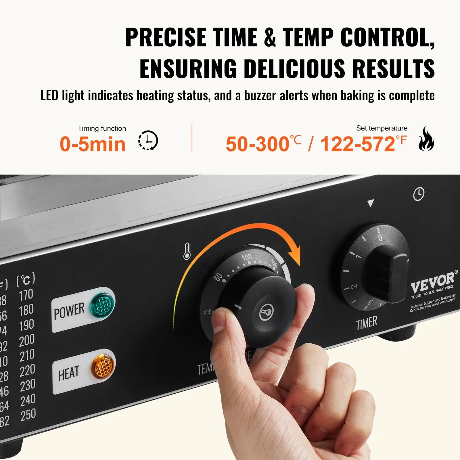 VEVOR 6pcs Electric Donut Maker Commercial Donut Making Machine 1550W Nonstick
