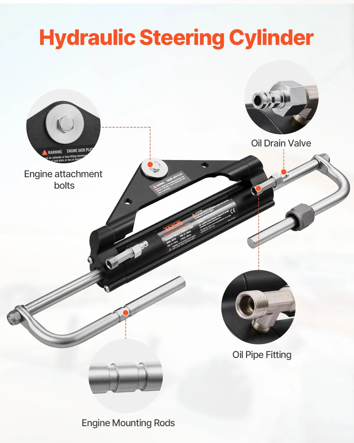 VEVOR 150HP Hydraulic Outboard Steering Kit Marine Boat Hydraulic Steering Kit