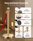 VEVOR 4 Pcs Gold Stanchion Post 3 Red Velvet Ropes Sand Injection Hollow Base
