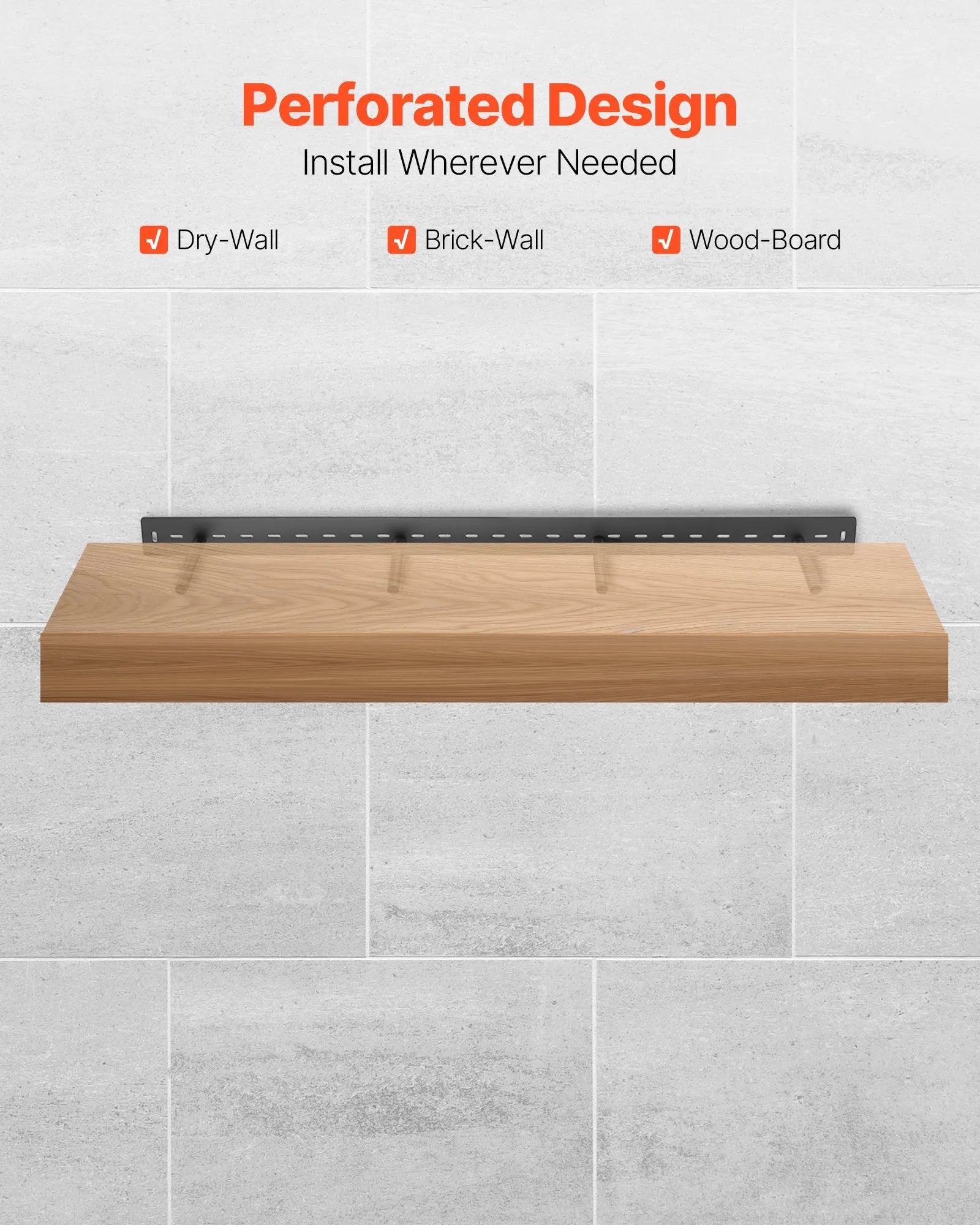 VEVOR 1 Pack Shelf Bracket 46 inch / 1168.4 mm Heavy Duty Floating Shelf Bracket