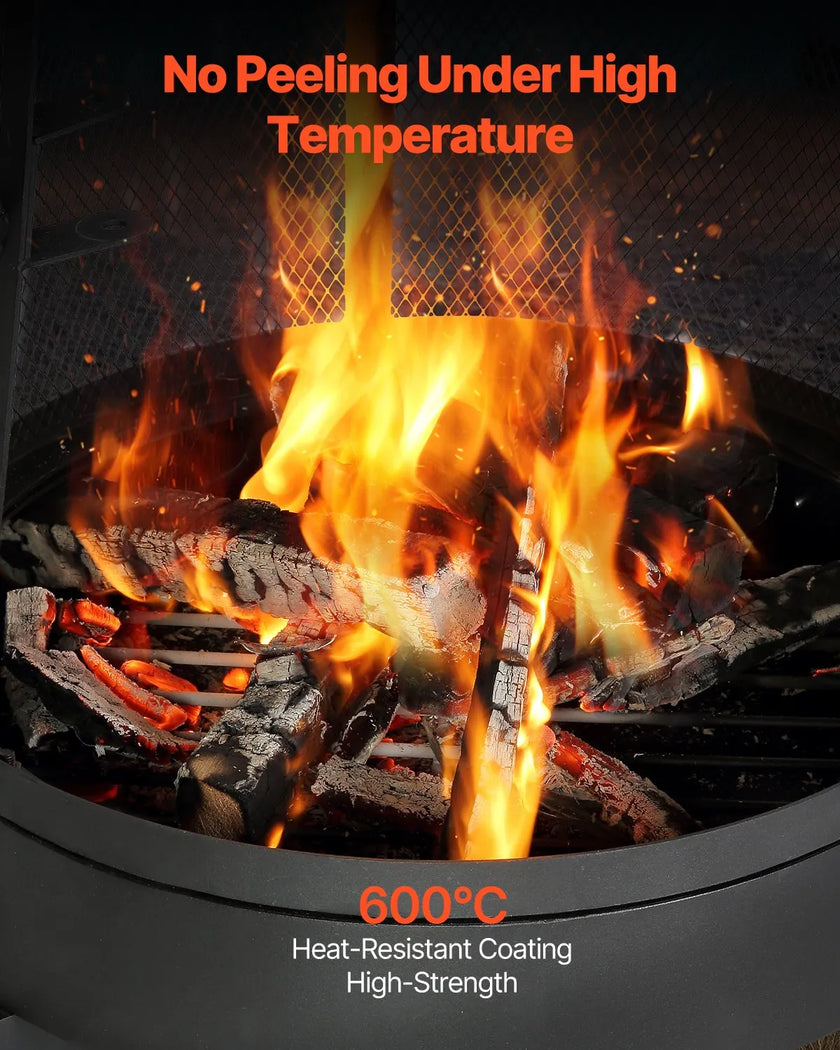 VEVOR 20 In Chiminea Outdoor Wood Burning Firepit with Grill Mesh & Chimney Coat