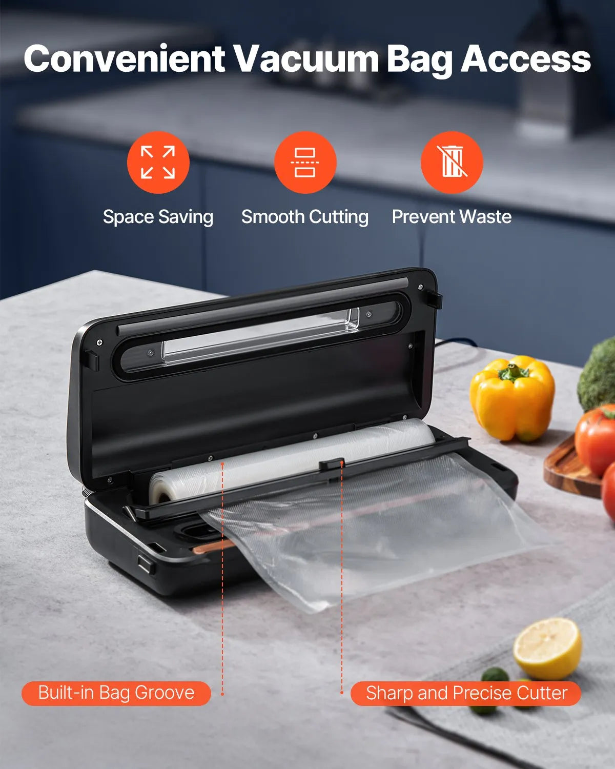 VEVOR 7-in-1 Vacuum Sealer Machine Compact Automatic Food Saver 120W Bags & Roll