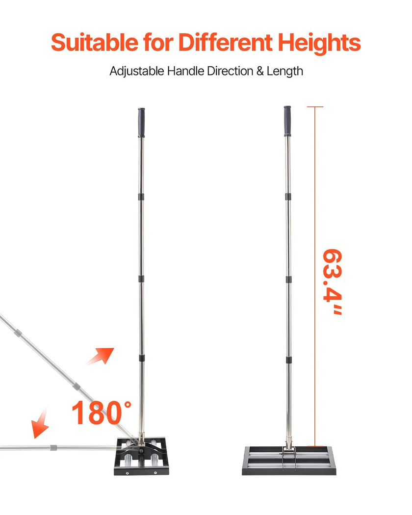 VEVOR 17x10in Lawn Leveling Rake with 63.4 in Adjustable Handle for Yard Garden