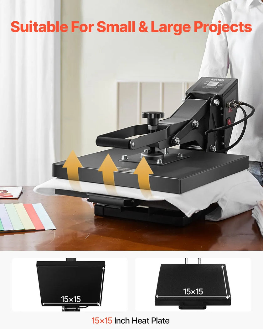 Heat Press Machine 15 x 15 inch Sublimation Printer Transfer for DIY T-shirt
