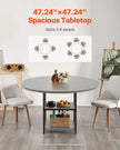 VEVOR 47 in Round Dining Table Wood Kitchen Table for 2-4 Person (Only Table)
